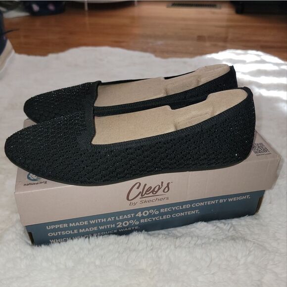 Skechers Cleo 2.0 Someday Flats Recycled Vegan Sparkle Knit Ballerina SlipOn 9.5 - Picture 2 of 15